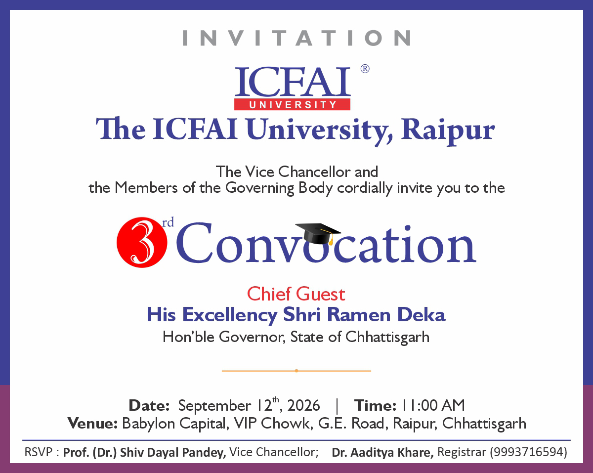 ICFAI University, Raipur 3rd Convocation Invitation