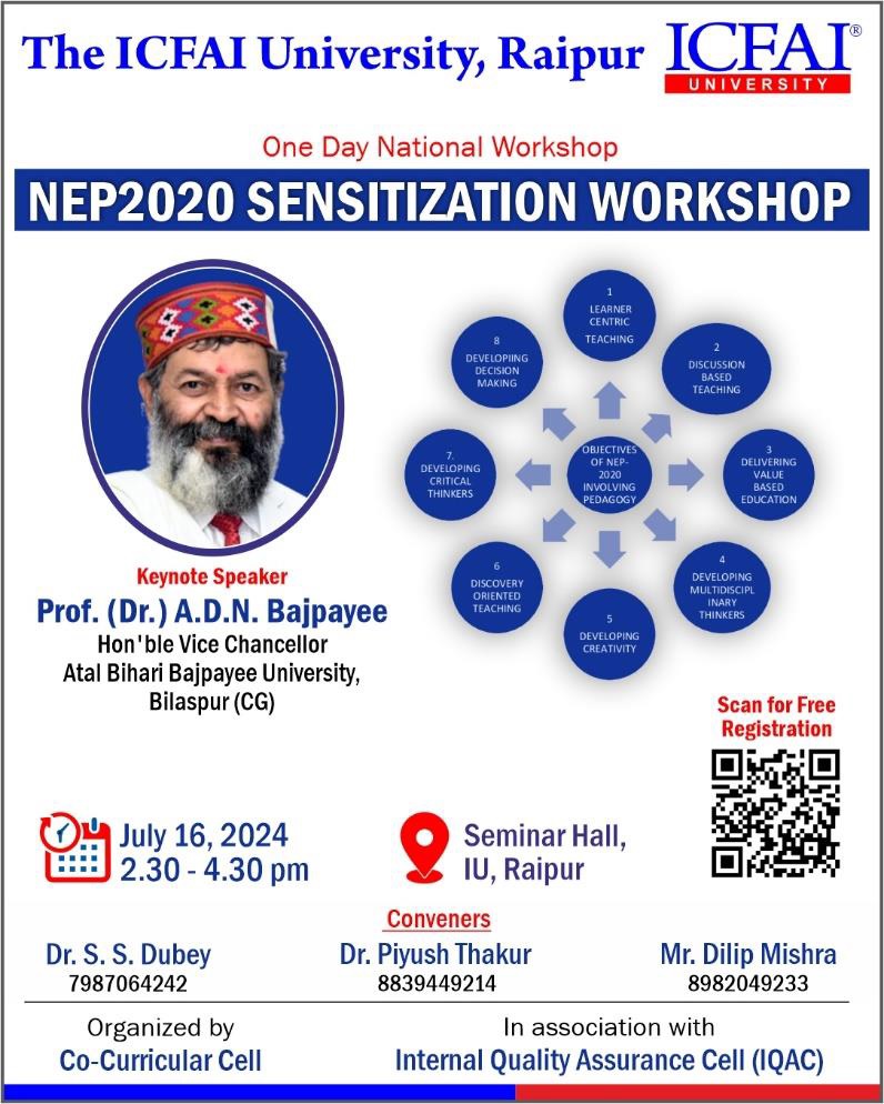 The ICFAI University, Raipur Organized a "One-Day National Workshop on NEP2020"