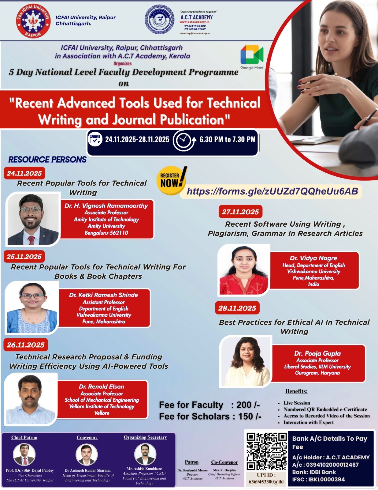5 Days National Level Faculty Development Programme on  "Recent Advanced Tools Used for Technical Writing and Journal Publication