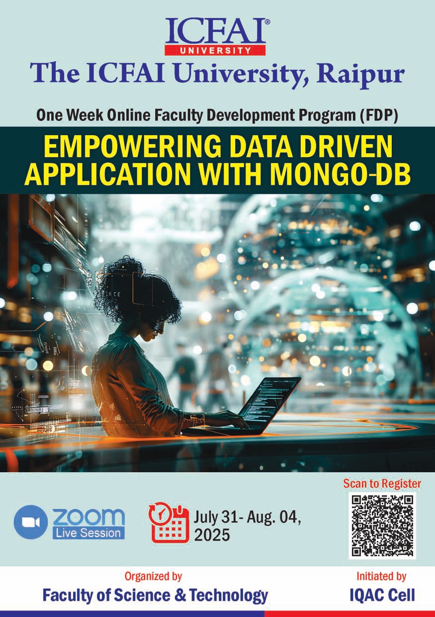 Invitation to Join FDP on "Empowering Data Driven Application with MongoDB" Organized by Faculty of Science & Technology!!