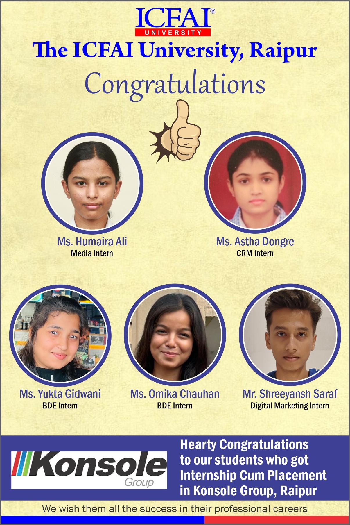 Students Placed at Konsole Group – Well Done!!